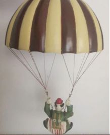 Jouet original ancien "Clown et son Parachute"