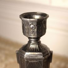 Ancien Bougeoir en métal période Art Déco - French