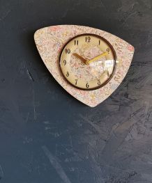 Horloge vintage pendule murale silencieuse années 60 Fleurie