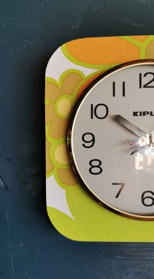 Horloge vintage pendule murale silencieuse années 60 Kiplé