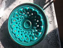 Coupe à fruits Verceram barbotine vert éméraude 37cm