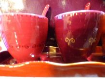Tasses à Café,  Plateau et Petites cuillères