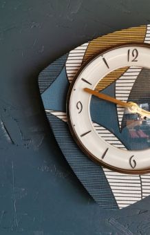 Horloge vintage pendule murale silencieuse années 60 Rayé