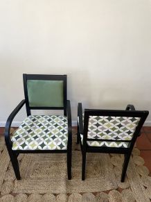 Set de 2 fauteuils Bois Black Vert 70s