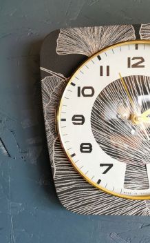 Horloge vintage pendule murale silencieuse années 60 Gingko