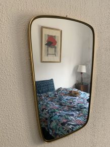 Miroir vintage 1960 rétroviseur asymétrique - 57 x 36 cm