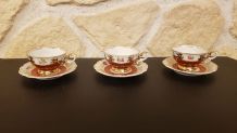 3 tasses + soucoupes Porcelaine BAVARIA motif fleurs