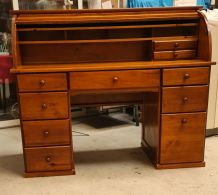  bureau américain à cylindre ou Roll Top Desk ,pin massif  ,