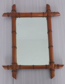 Ancien miroir cadre en bambou style colonial