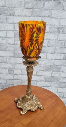 lampe  bronze style rocaille art nouveau , superbe tulipe , 