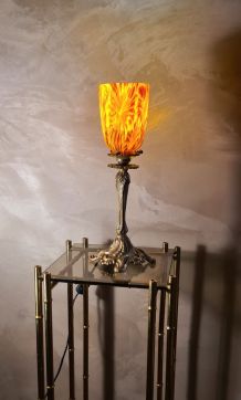 lampe  bronze style rocaille art nouveau , superbe tulipe , 