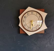 Horloge formica vintage pendule murale silencieuse bicolore