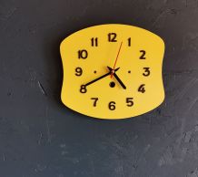 Horloge formica vintage pendule murale silencieuse "Jaune"