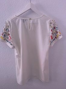 Conjunto falda y blusa con pedrería colores