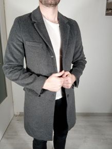 Superbe manteau long gris foncé celio taille S homme