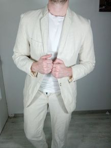 Beau costume devred homme beige/lin , 55%lin 45%coton