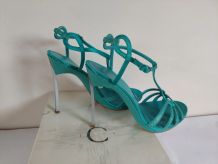 234C* Casadei Blade - sexy sandales turquoise full cuir (38,