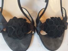 755B* Casadei - sexy sandales de luxe noires full cuir (39)