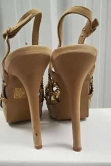 879* Lola CRUZ luxe sexy sandales brunes cuir (39)