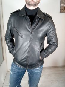 Blouson noir simili cuir homme zara taille L