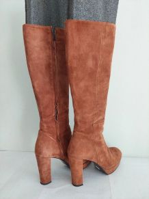 214C* Prezioso - sexy bottes brunes/ocre tout cuir (39,5)