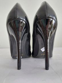 206C* OVYE superbes escarpins noirs cuir high heels (39)