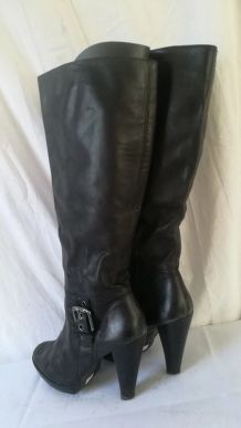 463B* Via UNO - jolies bottes noires en cuir (40)