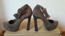 983* River Island - sexy escarpins taupe cuir (40)