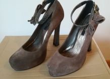 983* River Island - sexy escarpins taupe cuir (40)