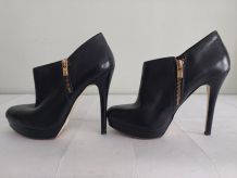 159C* Michaël KORS sexy shoes noirs cuir (38,5)