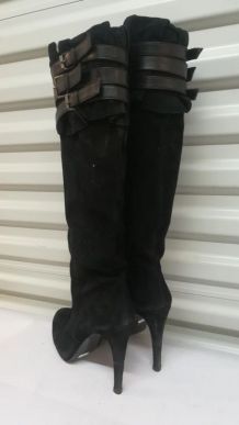 266B* The Seller -sexy bottes noires tout cuir (40)