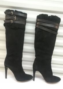 266B* The Seller -sexy bottes noires tout cuir (40)