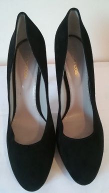 819A* Sergio Rossi - dexy escarpins luxe noir tout cuir (39,