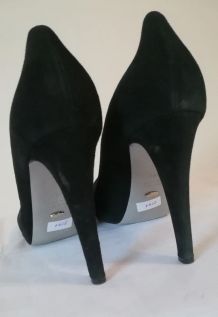 819A* Sergio Rossi - dexy escarpins luxe noir tout cuir (39,