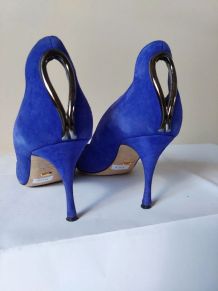 911B* Sergio ROSSI escarpins luxe bleu tout cuir (40)