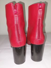 150C* Sandro - superbes boots rouges full cuir (40)