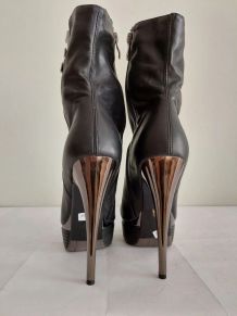 136C* Efetti jolies boots noirs high heels (38)