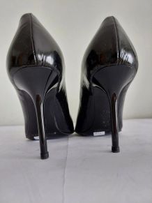 112C* Gianmarco Lorenzi - luxe escarpins noirs full cuir (37