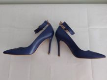 84C* Venezia - sexy escarpins bleus tout cuir (38)