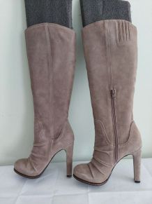 51C* BATA sexy bottes high heels taupe cuir (38)