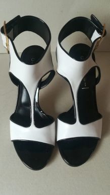 Casadei - sexy sandales de luxe black &amp;amp; white full cuir (39)