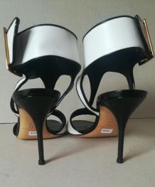 Casadei - sexy sandales de luxe black &amp;amp; white full cuir (39)