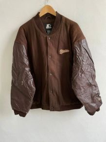 Blouson/Varsity Jacket en Cuir Starter Vintage 80’ Marron