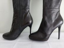 66C* IDEA Shoes - sexy hautes bottes noires cuir (40)