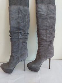 Sergio ROSSI sexy bottes grises full cuir (37,5)