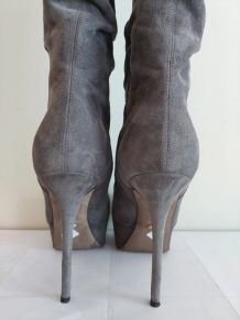 Sergio ROSSI sexy bottes grises full cuir (37,5)