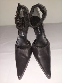 26C* Casadei - sexy sandales noires full cuir (37,5)