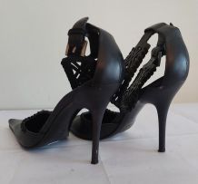 26C* Casadei - sexy sandales noires full cuir (37,5)