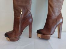 23C* Le SILLA hautes bottes tout cuir brunes (37)