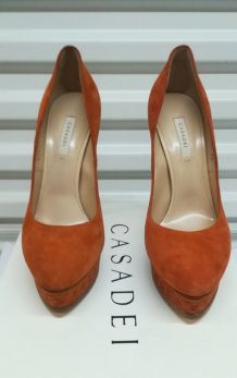 483B* Casadei - topissimes escarpins de luxe orange full cui